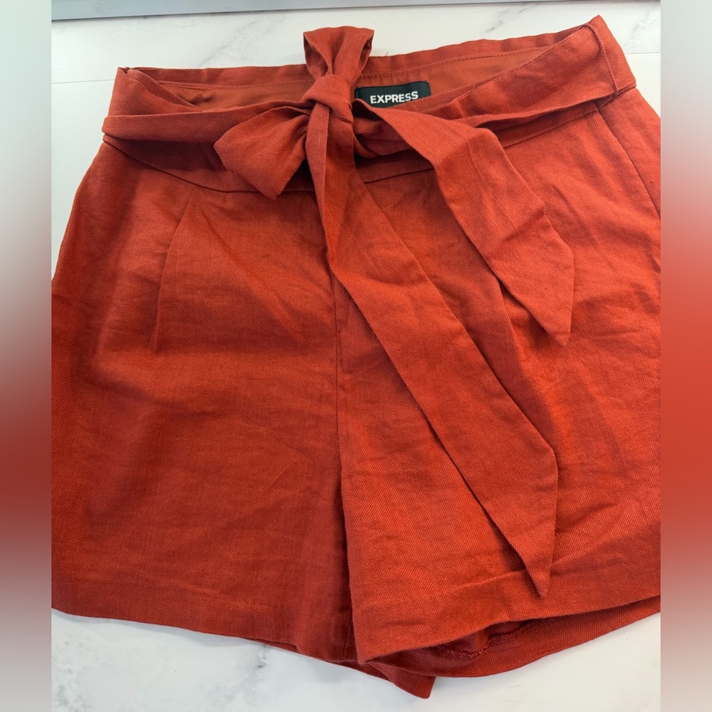 Express Burnt Orange Paper bag Shorts